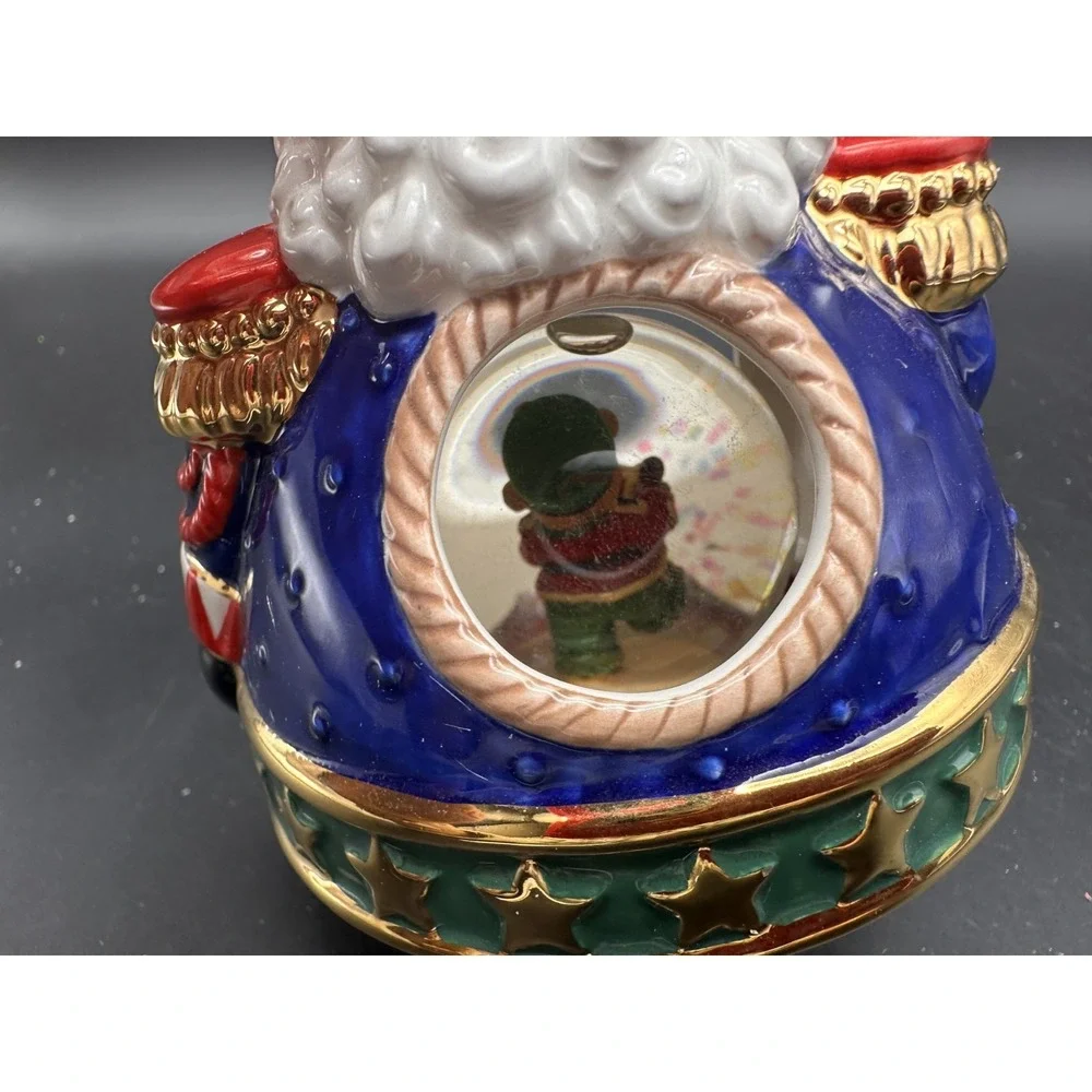 2001 CHRISTOPHER RADKO ROLY POLY NUTCRACKER & TEDDYBEAR SNOWGLOBE 01-6119-1 4.5